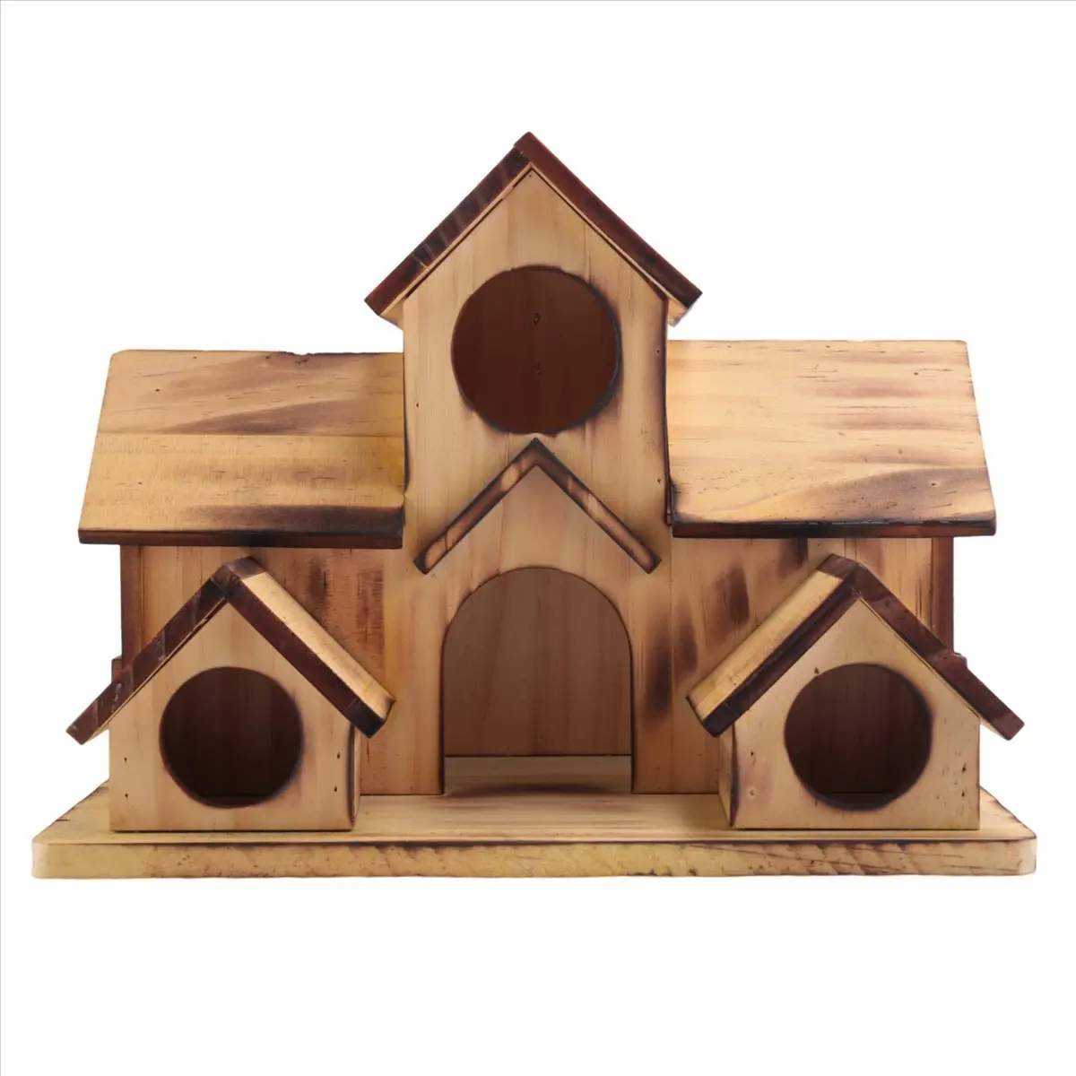 HITL Hanging Wooden Bird House for Outside 6 Hole Wooden Bird House Courtyard Backyard Decorations