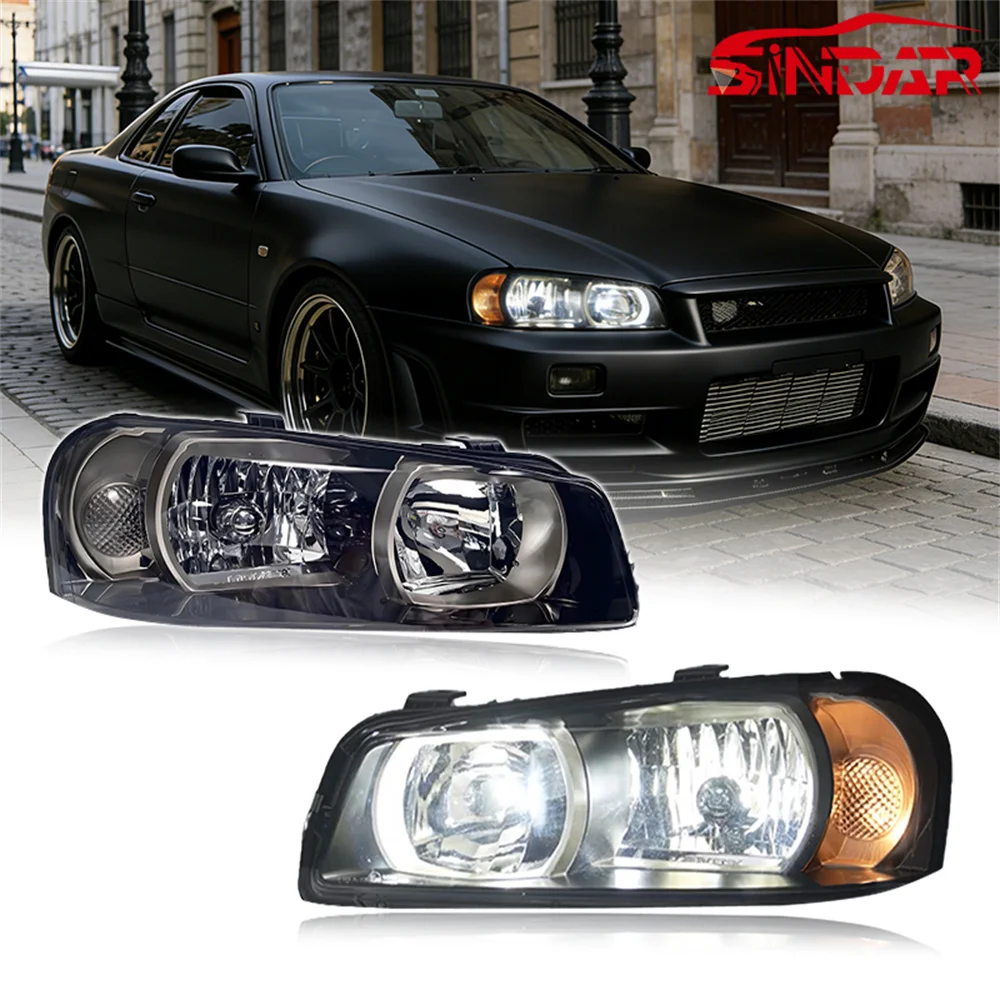 

Комплект фар SINDAR OE Style для Nissan GTR R34 1999-2003, пара светодиодных фар для Nissan Skyline ENR34/BNR34/GTT