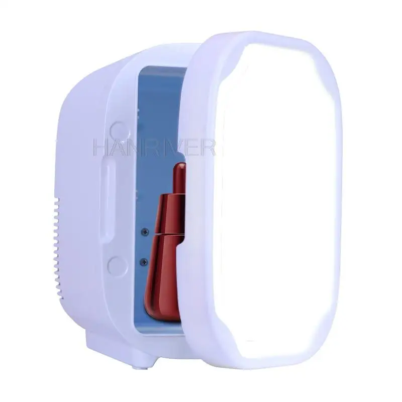 Refrigerador pequeño con espejo cosmético para coche, refrigerador de belleza Semiconductor de exportación de 8L, doble uso, caliente y frío, 12v, 220V