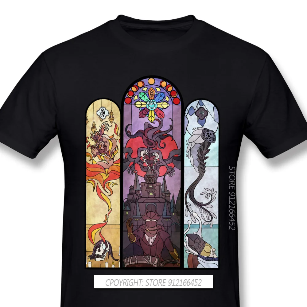 Men Bloodborne Halloween Horrible Games Black T-Shirts Yharnam Stained Glass Pure Cotton Tee Harajuku Daily Life