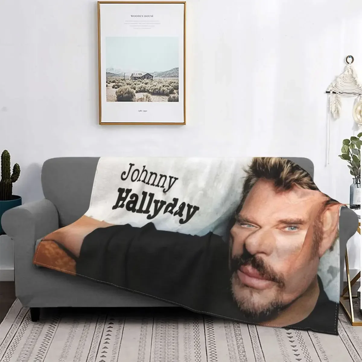 

Johnny Hallyday Baby Blanket Flannel Spring/Autumn Star Portable Lightweight Thin Babe Carpetss For Sofa Office Plush Thin Quilt
