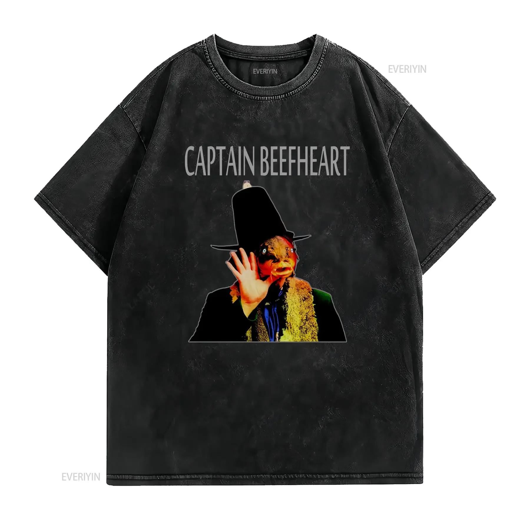 تي شيرت كابتن بيف هارت عتيق مغسول ومتعدد الاستخدامات ملابس أنيقة بتصميم جرافيك قليلاً ناعمة قابلة للتنفس كاجوال