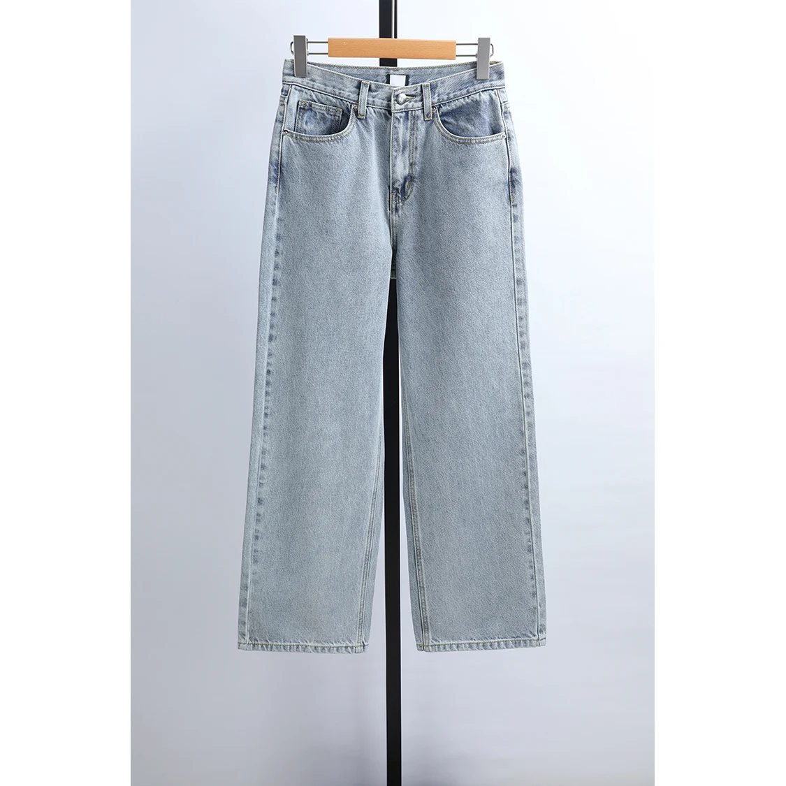 

Повседневные джинсы с высокой талией и прямыми штанинами из хлопкового денима, длинные брюки, новинка весенней коллекции, женская модная брендовая одежда от Awei