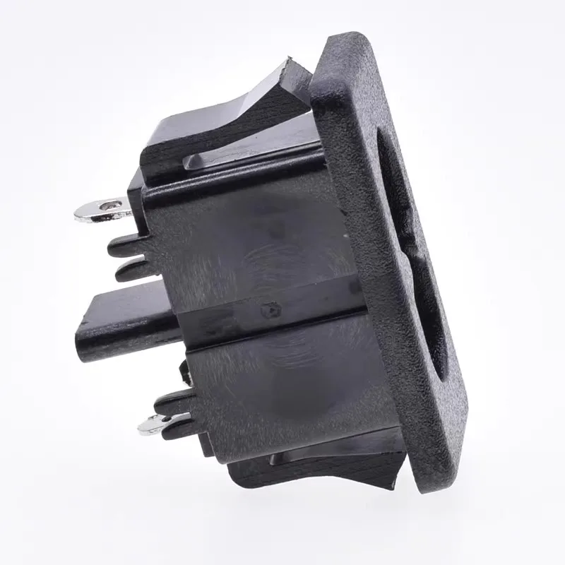 10Pcs AC 250V 2.5A Socket Connector IEC320 C8 Black 2 Terminal Power Plug Inlet Socket AC 250V 2.5A