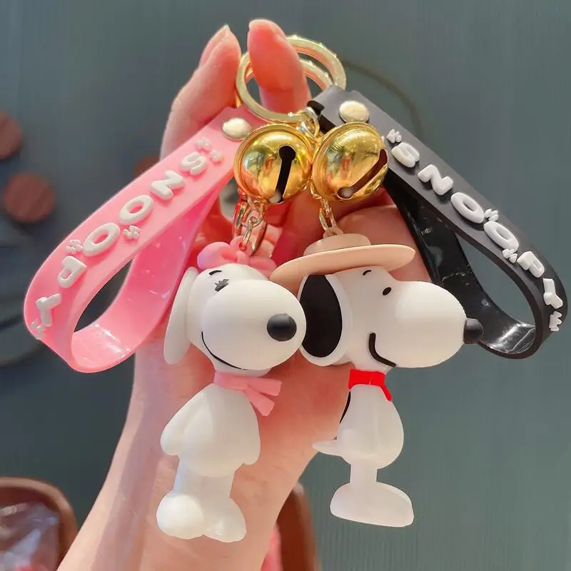 Kawaii Snoopy Charlie Brown Cartoon Cute Schoolbag Charm Silicone Keychain Dolls Anime Plush Toys for Girl Birthday Gift