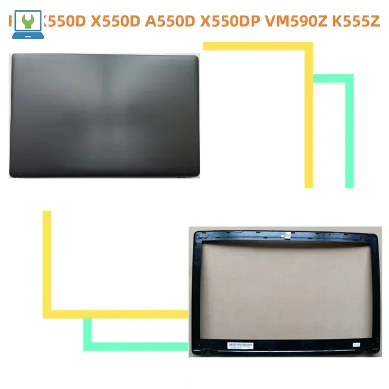New LCD Back Cover Case Bezel Front Frame Housing Case hinge Flex cable For K550D X550D A550D X550DP VM590Z K555Z shell