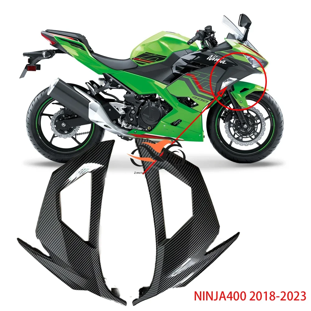 For Kawasaki Ninja 400 2018-2023 NINJA400 Ninja Glossy Carbon Fiber Motorcycle Left and Right Steering Light Side Plate