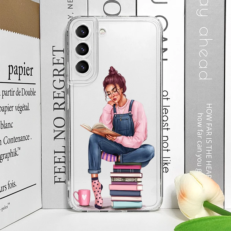 قراءة كتاب موضة فتاة القهوة واضح قضية الهاتف لموتورولا موتو إيدج 40 برو G72 G73 G71 G60 G22 G53 G52 G32 G9 زائد غطاء ناعم