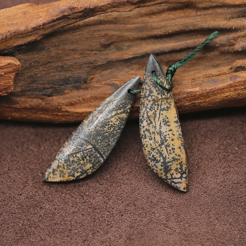 

Natural Stone Chohua Jasper Earring Beads Fashion Jewelry Earrings Accessory 33x10x4mm 3.8g