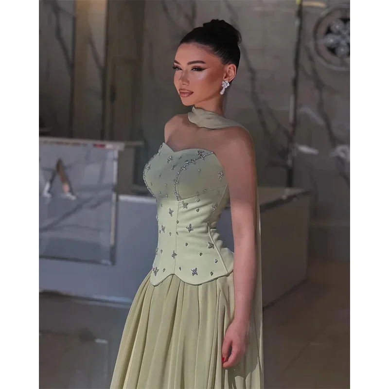 فساتين سهرة مخصصة من Contessa Dubai على شكل حرف a للحفلات الراقصة 2025 فساتين سهرة فاخرة بدون حمالات بطول الأرض