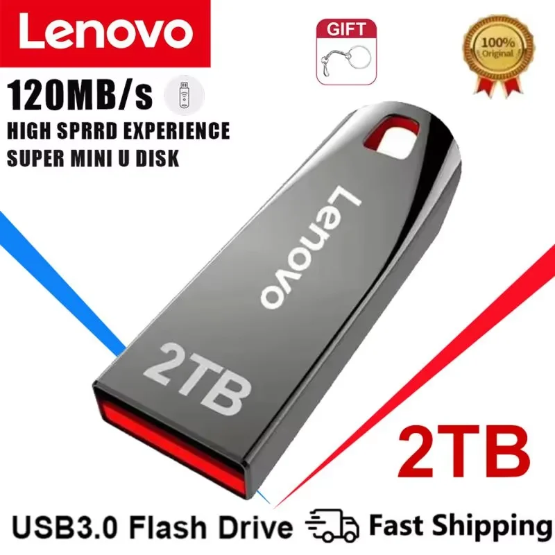 Lenovo Original 2TB Usb3.0 Flash Drives High Speed Metal Pendrive 1TB 512GB Portable Usb Drive Waterproof Memoria Usb Flash Disk