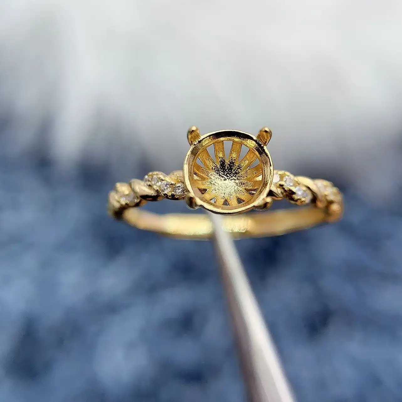 

MeiBaPJ Inlay Round 6*6mm S925 Sterling Silver DIY Ring Setting Women Gift Fine Charm Wedding Luxury Versatile Jewelry Wholesale