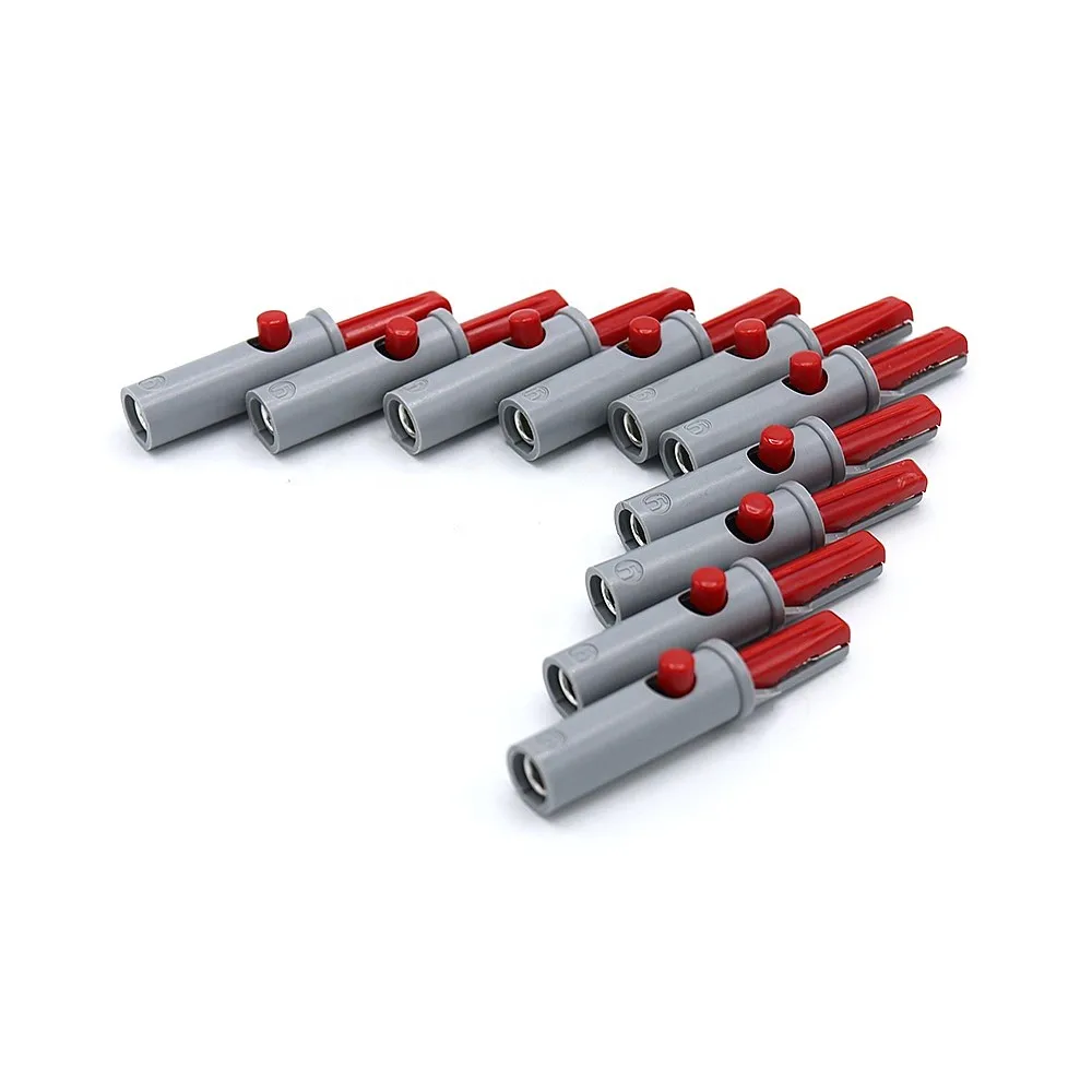 4.0 Multi-function  Banana Alidater Clip Adpter ECG Tab Adapter Adult Limb Clamp 10 Pcs/set Red