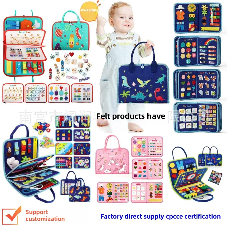 Mainan Papan Belajar Rias Anak-anak Portabel Felt Baru Papan Pendidikan Dini, Mainan Anak-anak