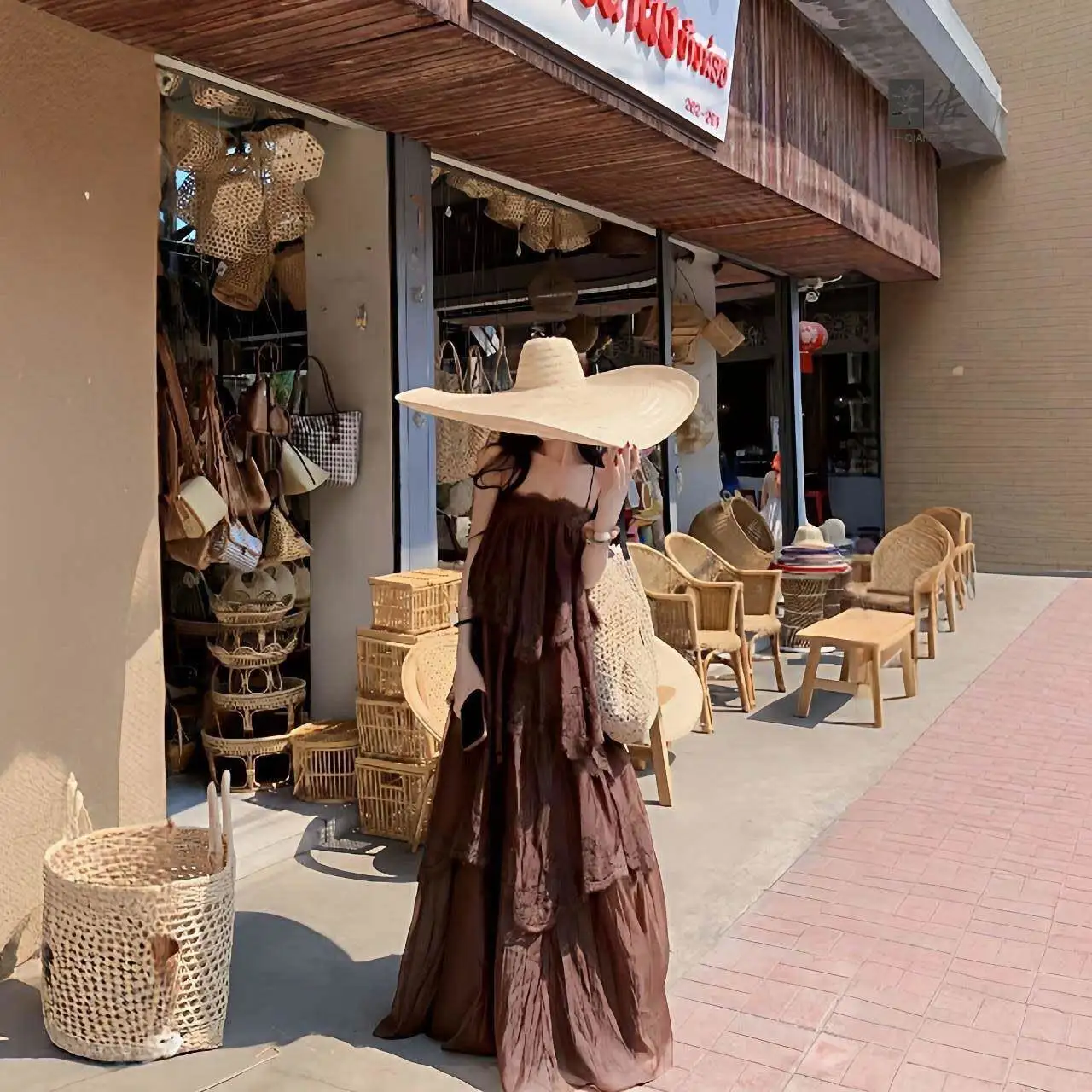 Large 70cm Foldable Straw Hat Island Style Sun Protection Beach Hat for Women Summer Travel to Sanya Yunnan Beach Holiday Hat