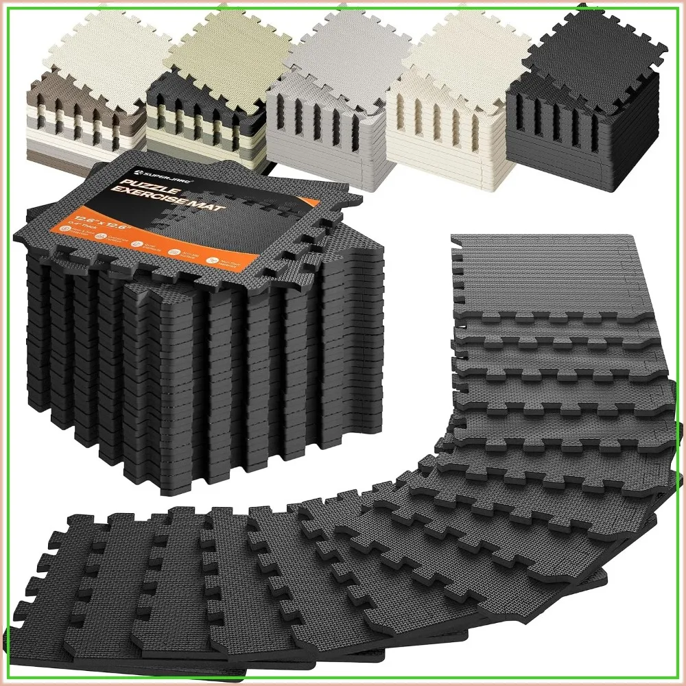 EVA Foam Puzzle Exercise Mats, Interlocking Floor Tiles, Cushioned Gym Flooring for Home Workout, 12.6"x12.6"x0.4", 6-Pack