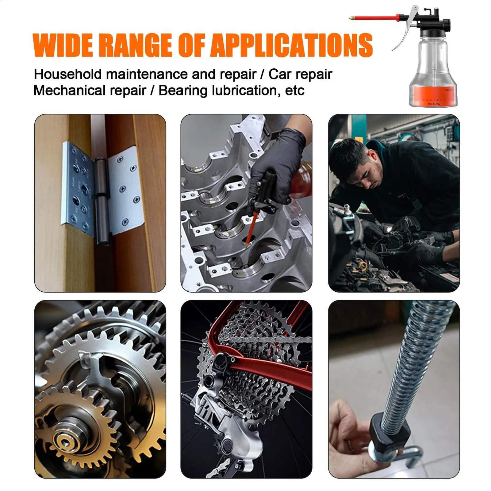 علبة زيت 350 مللي مضخة يدوية علب زيت بخاخ تزييت مع صنبور مستقيم ملحقات السيارة لورشة عمل الأجهزة الإلكترونية