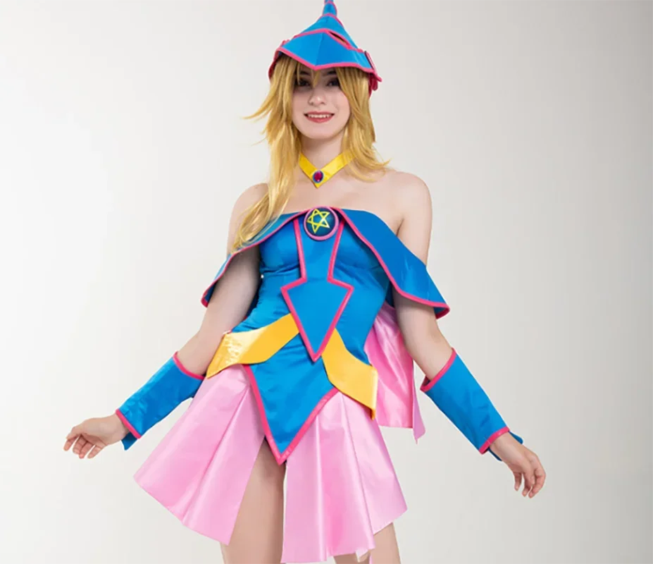 Anime Yu-Gi-Oh! Dark Magician Girl Set completo cappello + vestito Costume Cosplay Halloween Party donna ragazze regali