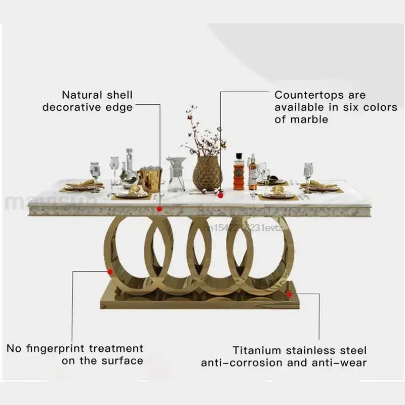 

Postmodern furniture, marble high-end table and chair combination, stainless steel