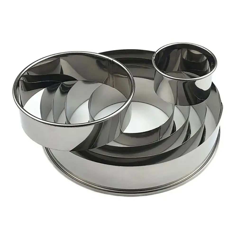 6Pcs/Set New Stainless Steel Cake Ring Mold Round Circle DIY Wedding Cake Tools 5/7/9/11/13/15cm Cookie Mousse Cuttur