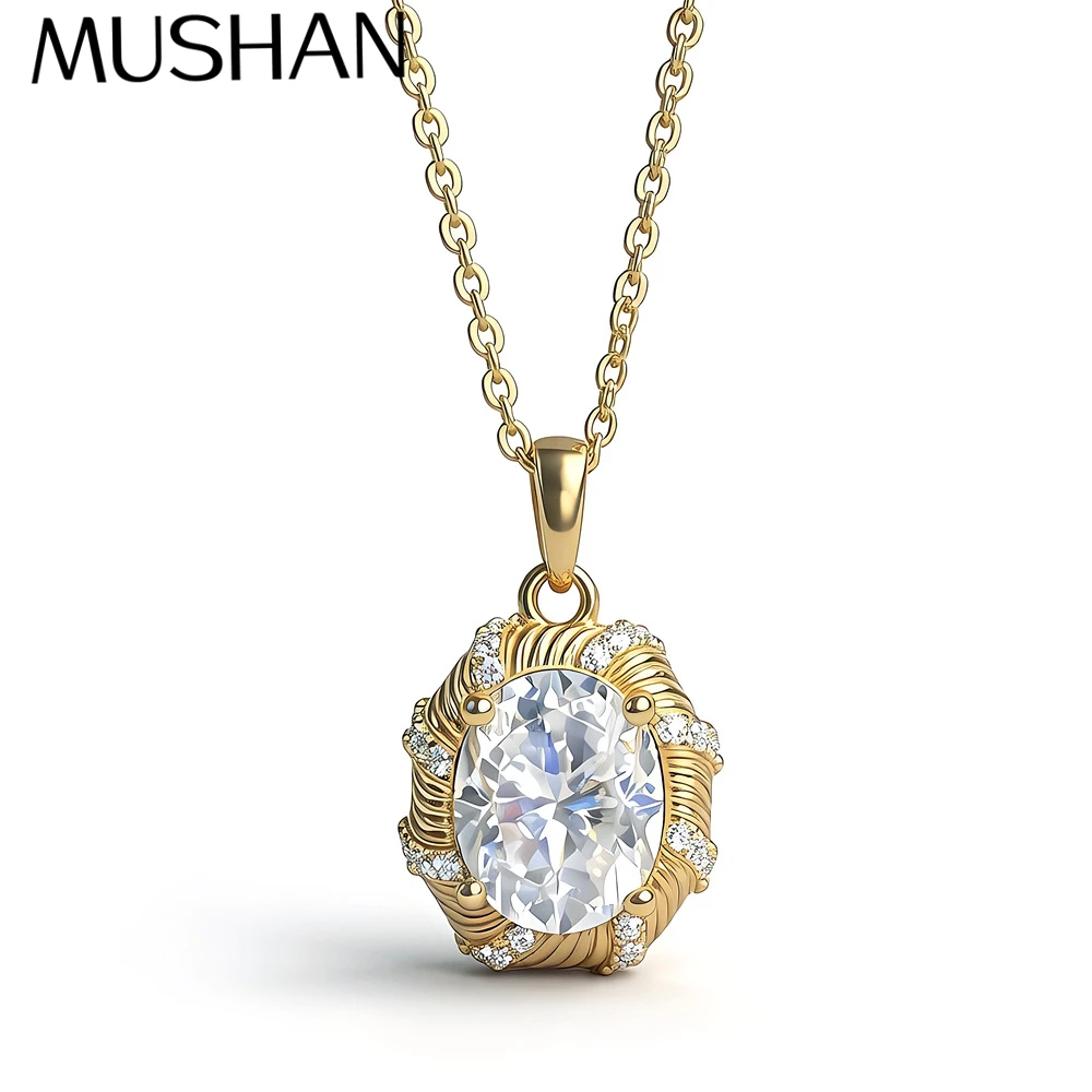 

MuShan Luxury Jewelry 925 Sterling Silver Cuban Link Chain VVS Moissanite Girls Date Night Rhodium Plated MST Patent Necklaces