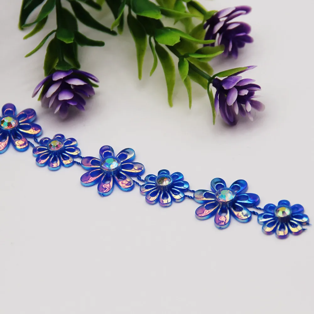 1YD Child Mother Flower Electroplating AB Color Connection Drill Chain Handmade DIY Beaded Beaded Chain Toy Doll Hairpin