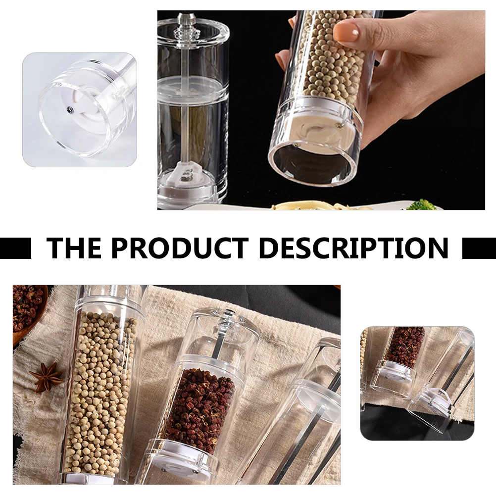 

Adjustable Fineness Transparent Acrylic Pepper Salt Shaker Manual Grinder For Sea Salt Garlic Pepper Coarse Seasoning Refillable