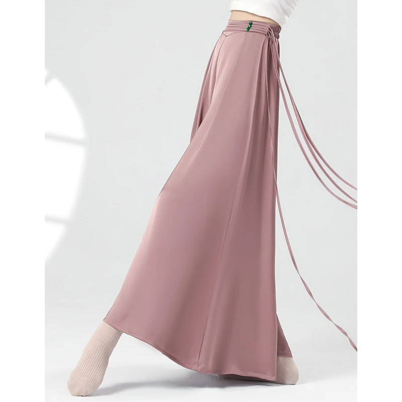 女性モダンダンスパンツストレートレッグコルセットウエストワイドレッグパンツ中国の民族古典舞踊ステージパフォーマンス流れるようなズボン