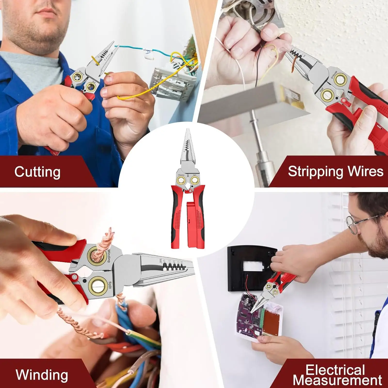 

8 In 1 Wire Stripper With Voltage Tester Voltage Tester Pliers Hand Tool For Cable Assembly Lighting Installation Equipment