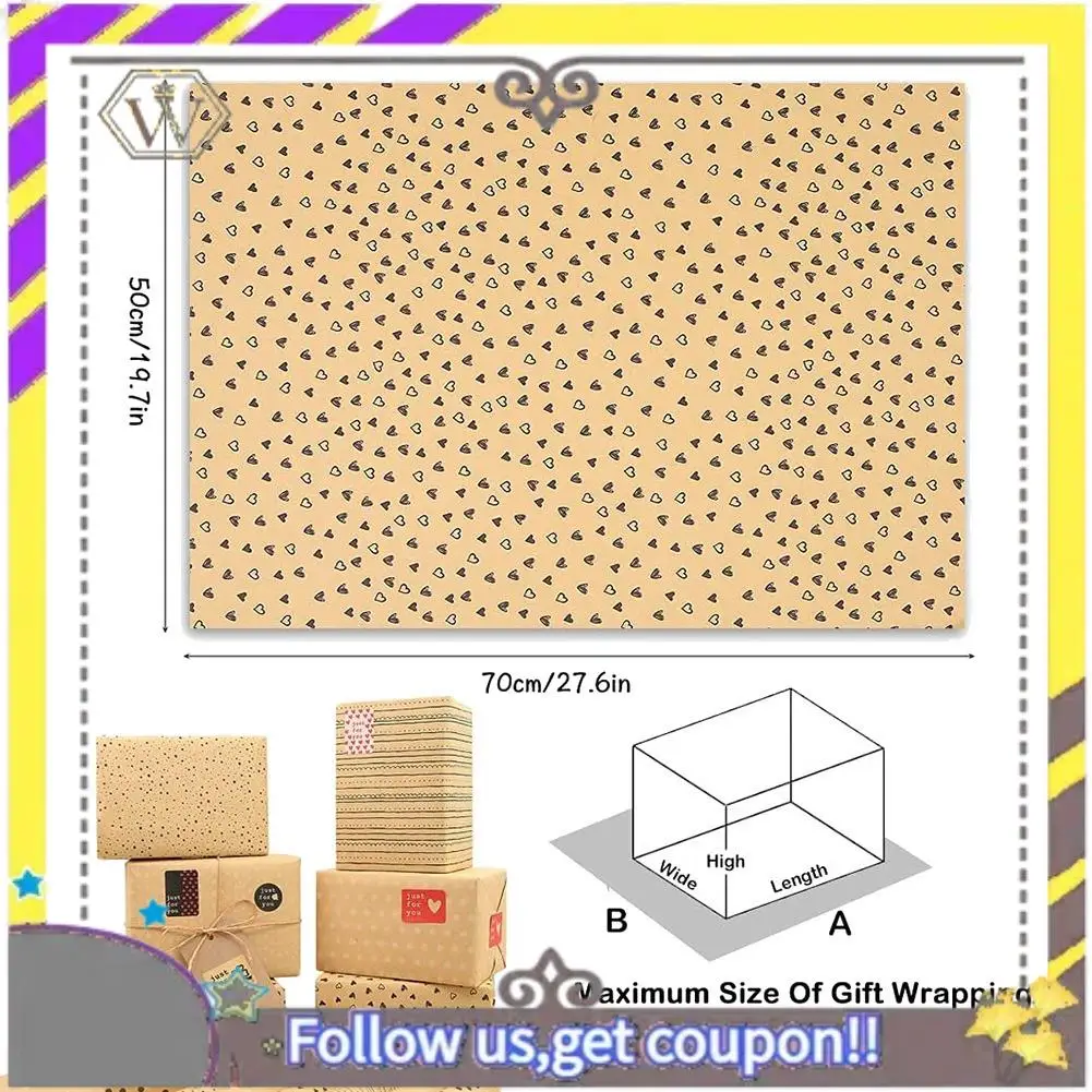 

New Kraft Gift Wrapping Paper,Birthday Wrapping Paper,6 Sheets Kraft Brown Wrapping Paper With Tags Jute Strings And Sticker