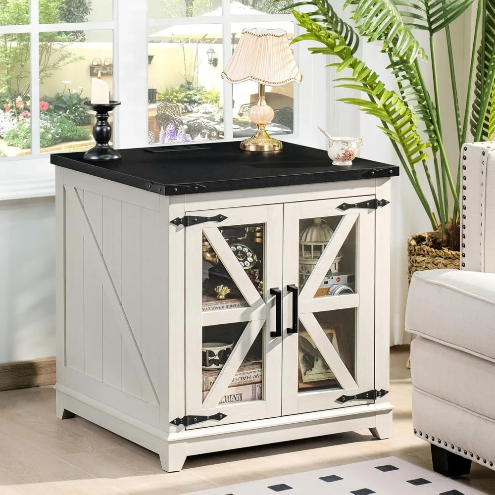 Farmhouse End Table with Charging Station, 24