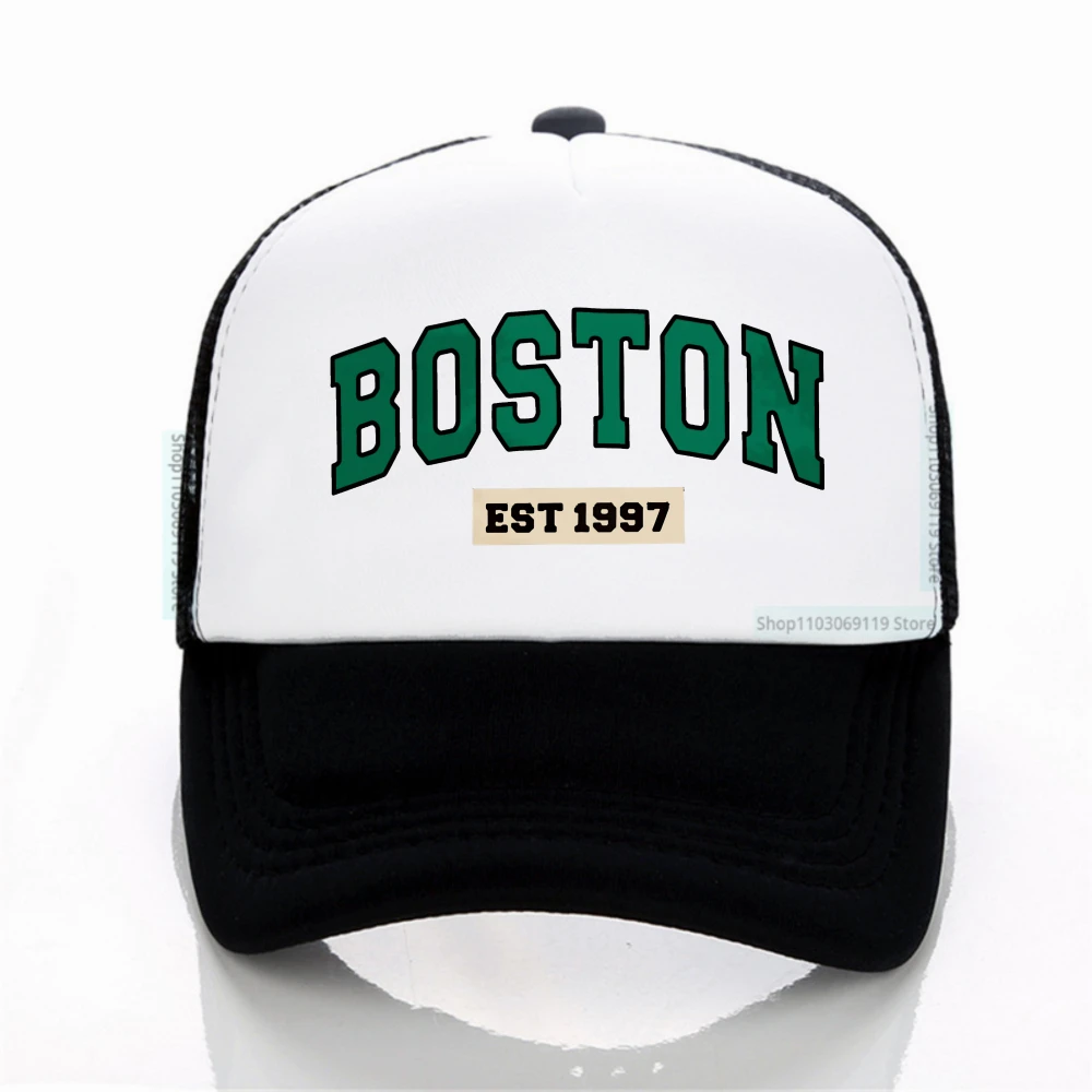 

Men's summer fashion casual sports mesh breathable hat Boston est 1997 Print Baseball cap Unisex Adjustable Sunscreen Hats