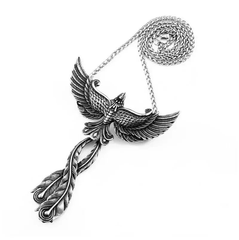 Retro Ethnic Style Mythical Bird Phoenix Pendant Necklace for Men and Women Hip-Hop Punk Trend Casual Jewelry