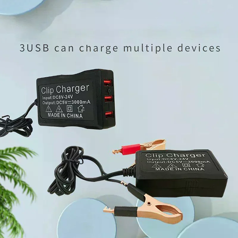 High Performance DC Converter With Battery Clip 5V 3 USB Port DC Power Adapter Buck Charging Module For Phone Tablets