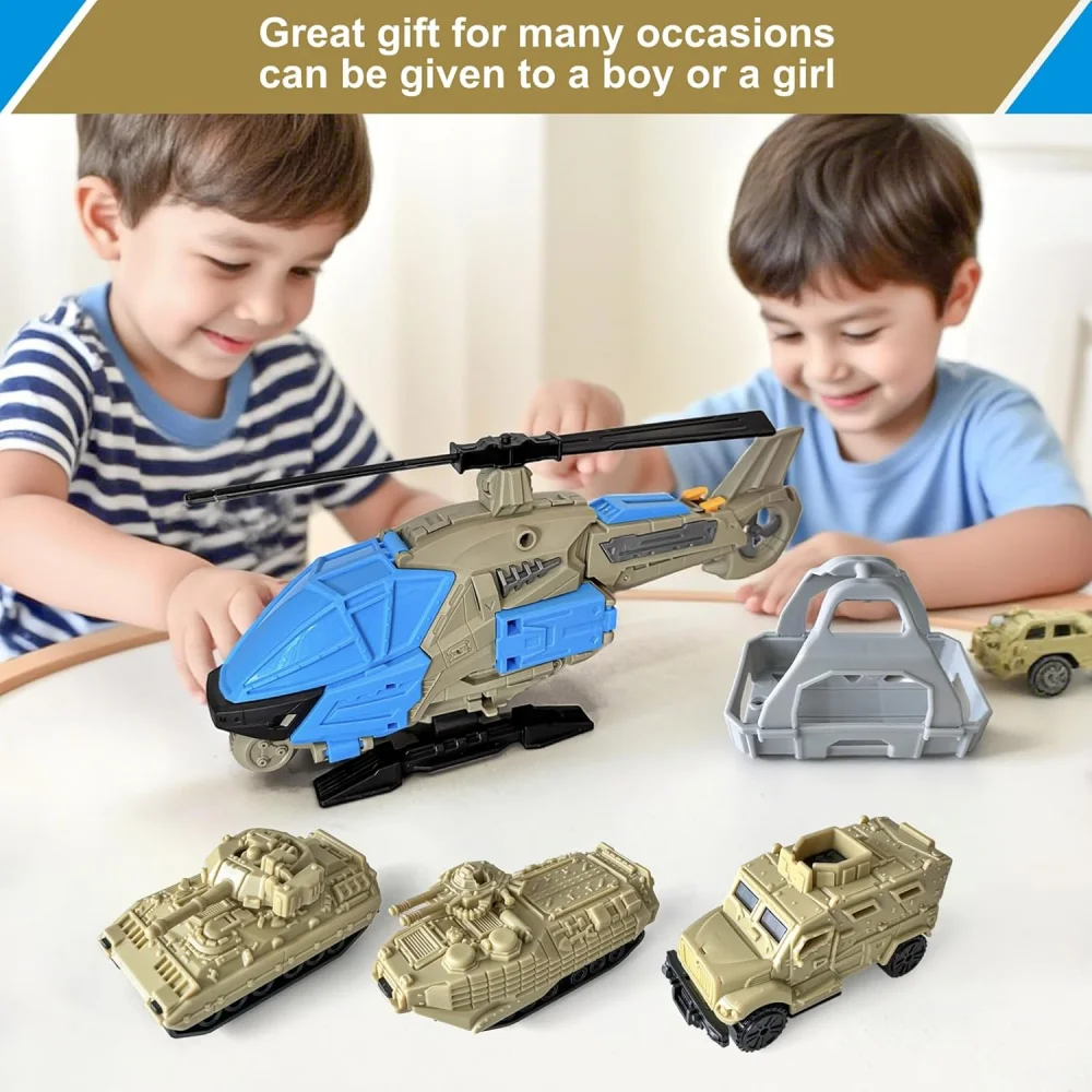 Children's Helicopter Toy Set, Educational Scene Toys, Perfect Gift for Boys and Girls Aged 3-12 for Birthdays, Christmas, Children's Day, and Other Holidays