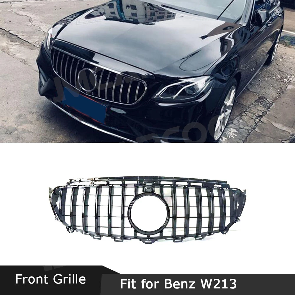 

ABS Front Bumper Mesh Grill Facelift Cover for Mercedes Benz W213 C238 E200 E250 E300 E320 E350 AMG 2016-2019 GT style Grille