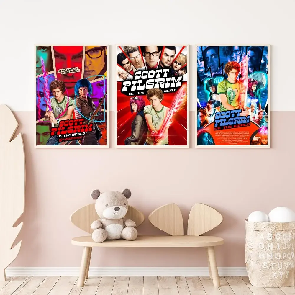 Movie Scott Pilgrim VS The World Poster Versatile HD Waterproof Wall Art Self-Adhesive Decor For Any Space Ideal Gift