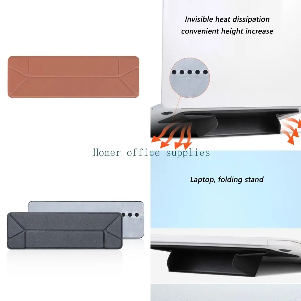 K43B PU Tablet Stand Bracket Adhesive Adjustable Tablet Bracket Foldable Desktop