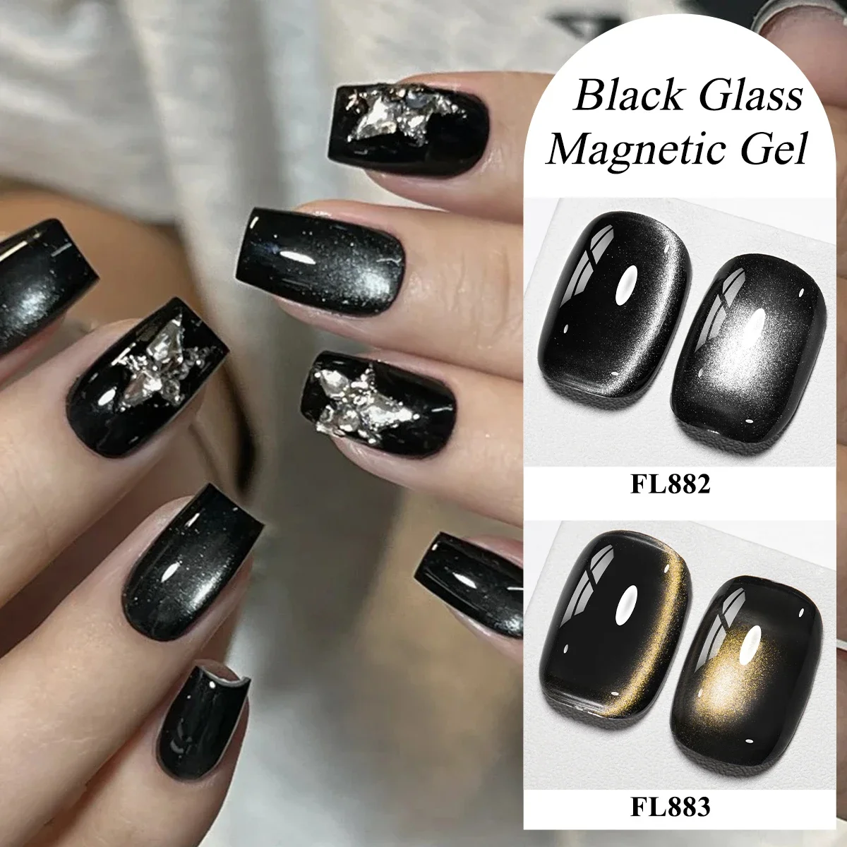 طلاء أظافر جل عين القطة السوداء 10 مل، طلاء أظافر مغناطيسي من الخرز الزجاجي، غراء أظافر شبه دائم، مستلزمات أظافر جل LED بالأشعة فوق البنفسجية