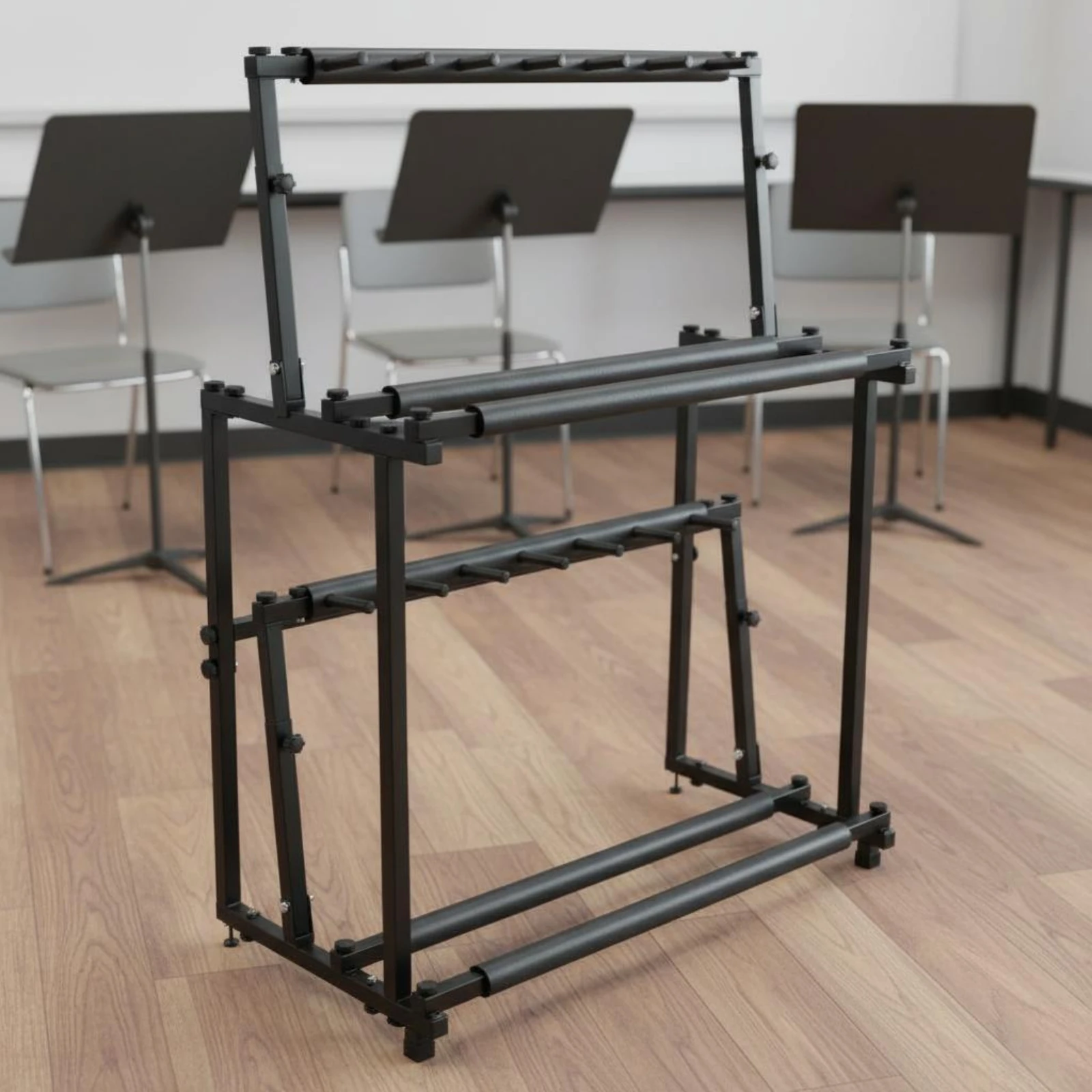 14 Slot Ukulele Display Stand Sturdy Double Tier Ukulele Stand Music Gear Safeguarding Sponge Soft Felt Pad for Showroom Sellers view 4