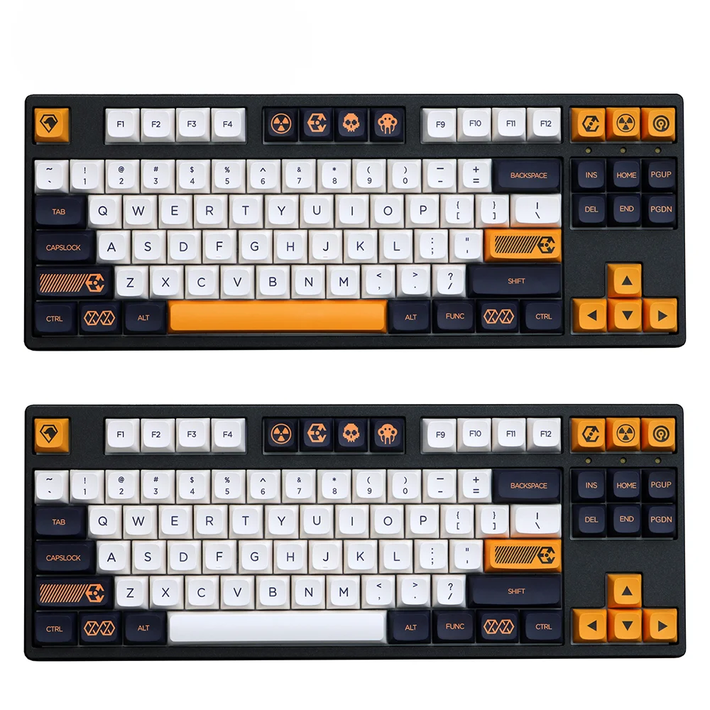 forDIY 125 Keys XDA Gold Orange Virtual War Black Keycaps Mechanical Keyboards Custom keycaps