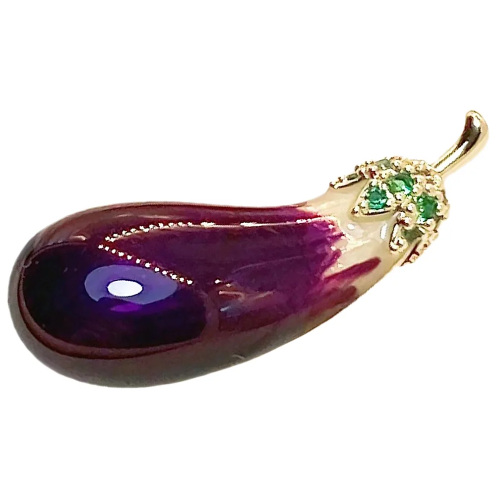 

Eggplant Brooch Prom Accessory Pin for Hats Cheongsam Badge Women Copper Brooches