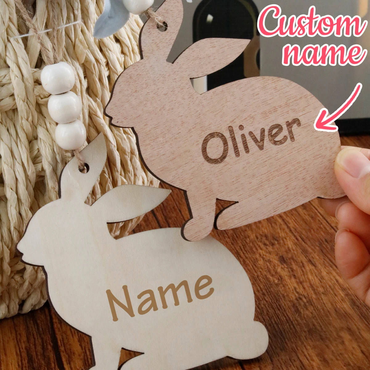 

Индивидуальная табличка с именем в виде кролика, подвесное украшение на Пасху, персонализированный декор для стен на Пасху, праздничный подарок, украшение для гостиной