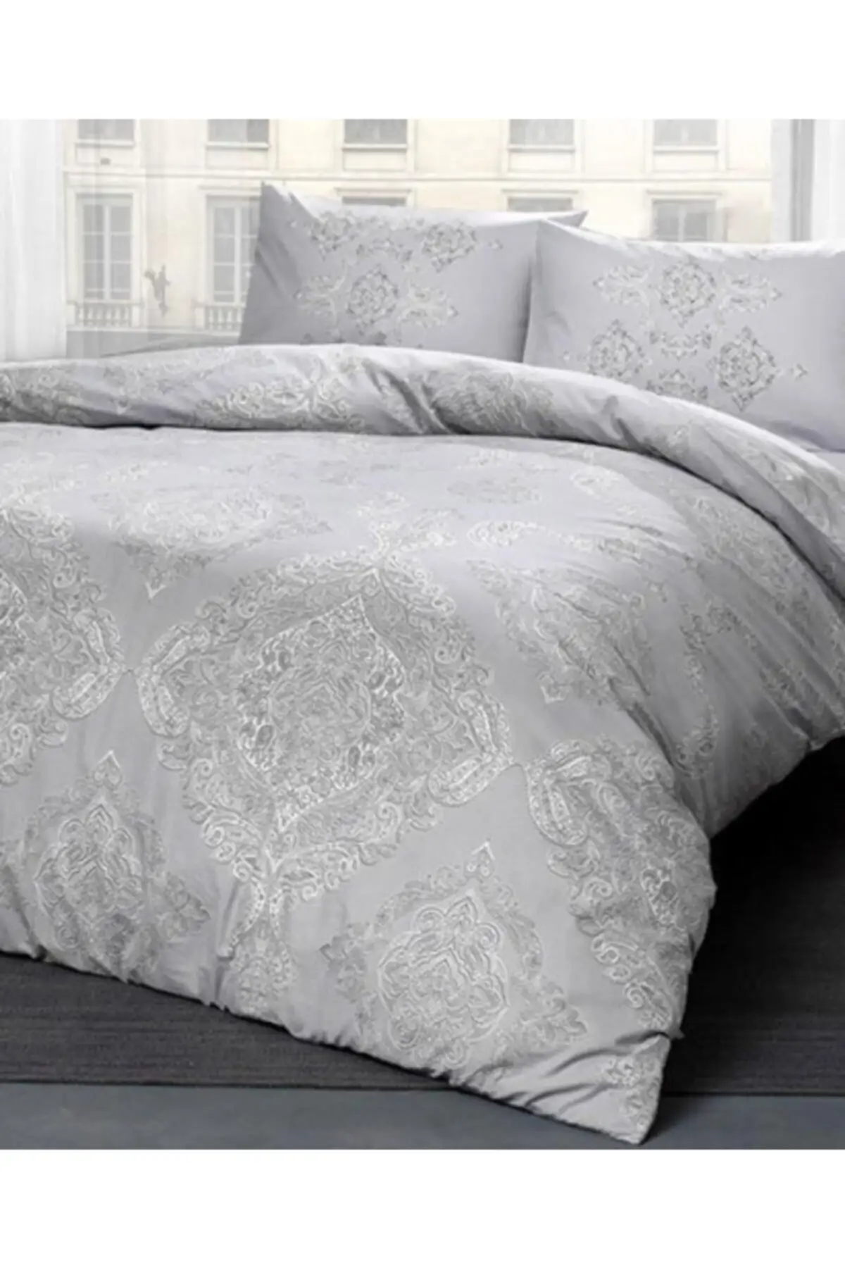 Gray Cotton Mirabel Double Personality Duvet cover set