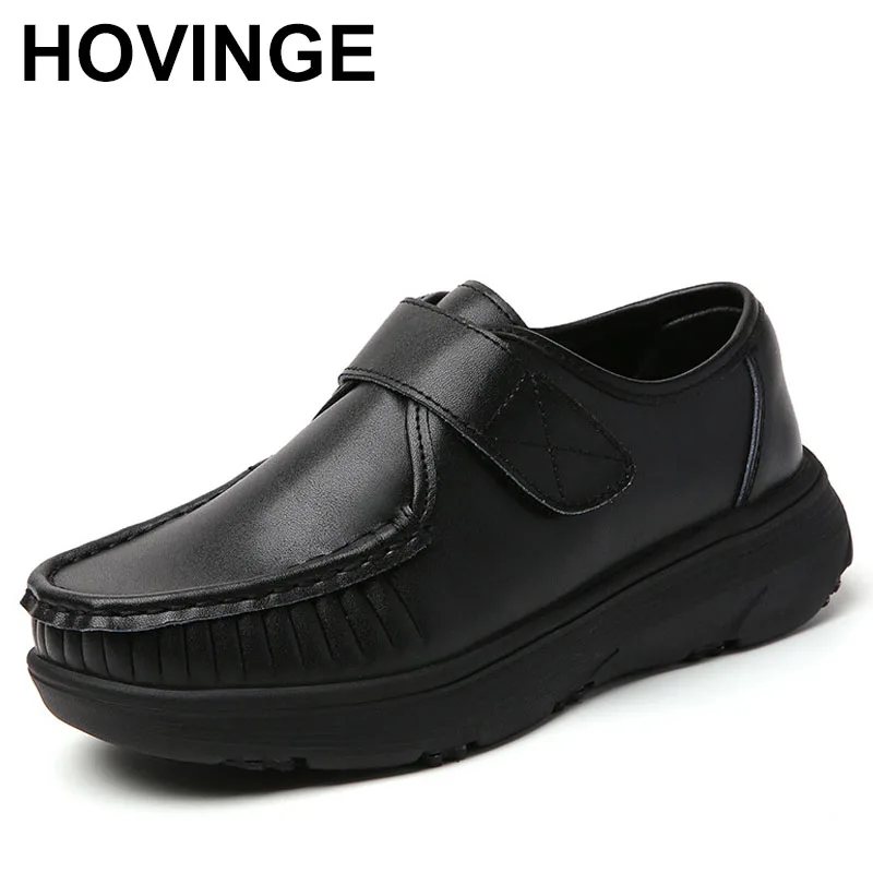 

Nurse Shoes Genuine Soft Leather Thick Bottom Anti-Slip Breathable Odor-Resistant Work Shoes Black White Casual Shoes