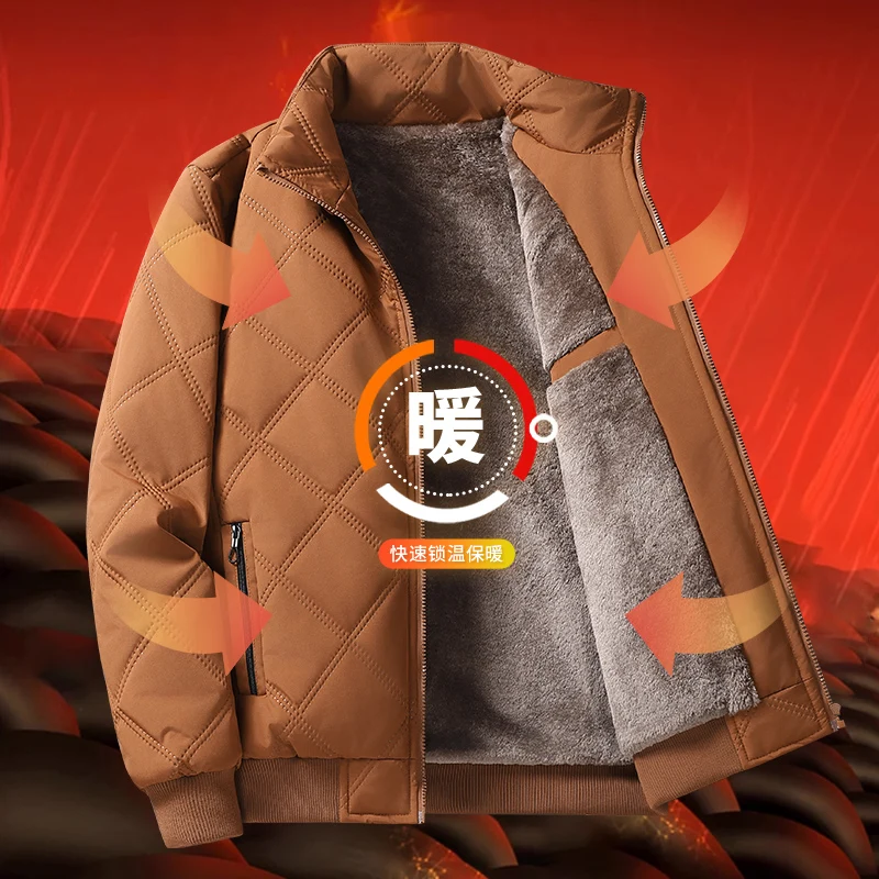 Fashion Parkas Men Winter Overcoat Men's Casual Jacket Men 2025 Autumn Solid Color Plush and Thick Coats Men Men Clothing