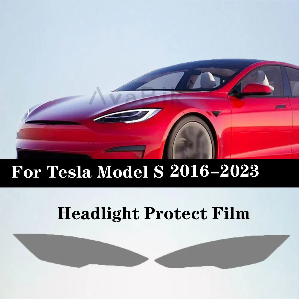 

For Tesla Model S Car Headlight Tint Smoke Black pre-cut paint protection film Protective Film PPF Blackened TPU Car Accessories