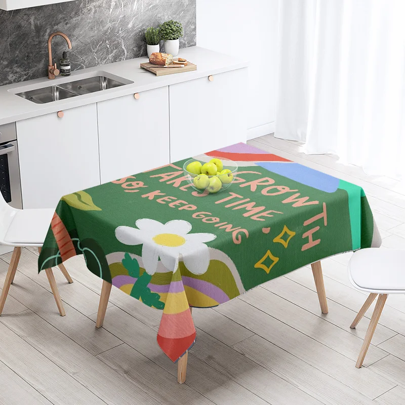 

Colorful Abstract Floral Tablecloth Kitchen Decoration - Printed Polyester Fabric Round Square Indoor Outdoor Use.