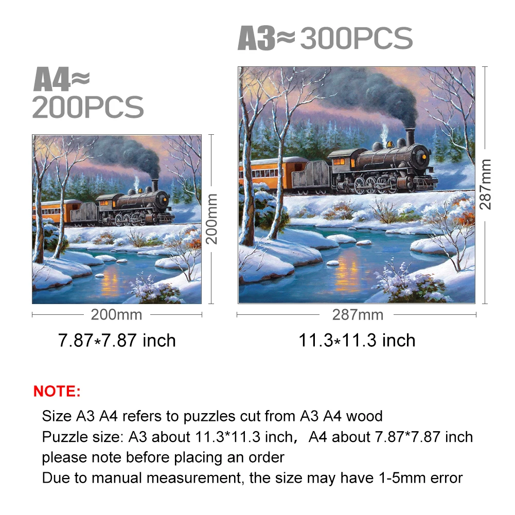 Snow Train Wooden Jigsaw Puzzle Party Games Toys For Adults  Wood Puzzles Board Game Wood Scenery Puzzle For Children