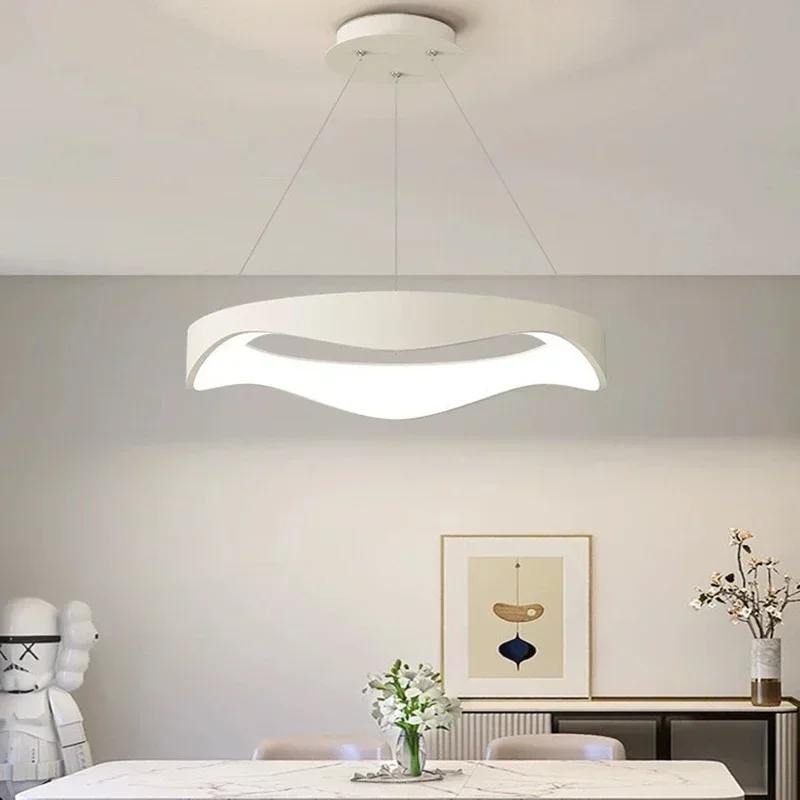 Imagem -03 - Lâmpada Pendente Led Minimalista Nórdica Luz Suspensa para Jantar Sala de Estar Quarto Decoração de Casa Iluminação Interior Redonda 40 cm 50 cm 60cm